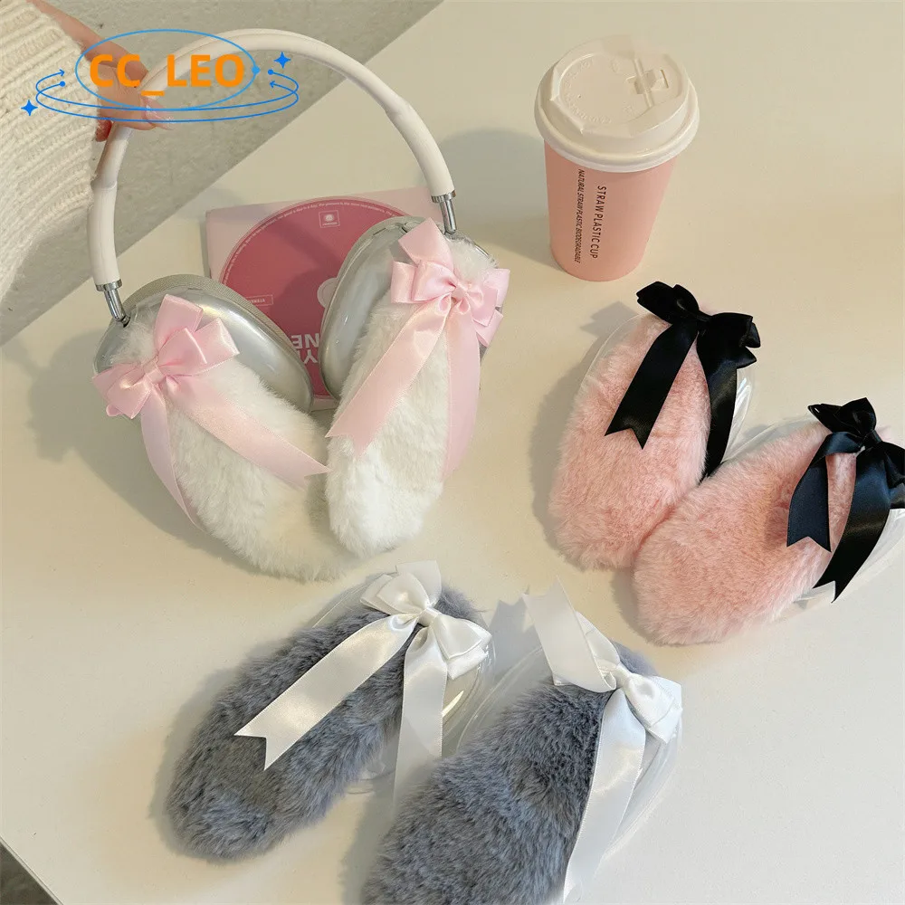 Compatibile Con Airpods Max Custodia Trasparente Cute Peluche Orecchie Di Coniglio Per Airpods Max Custodia Protettiva Antiurto