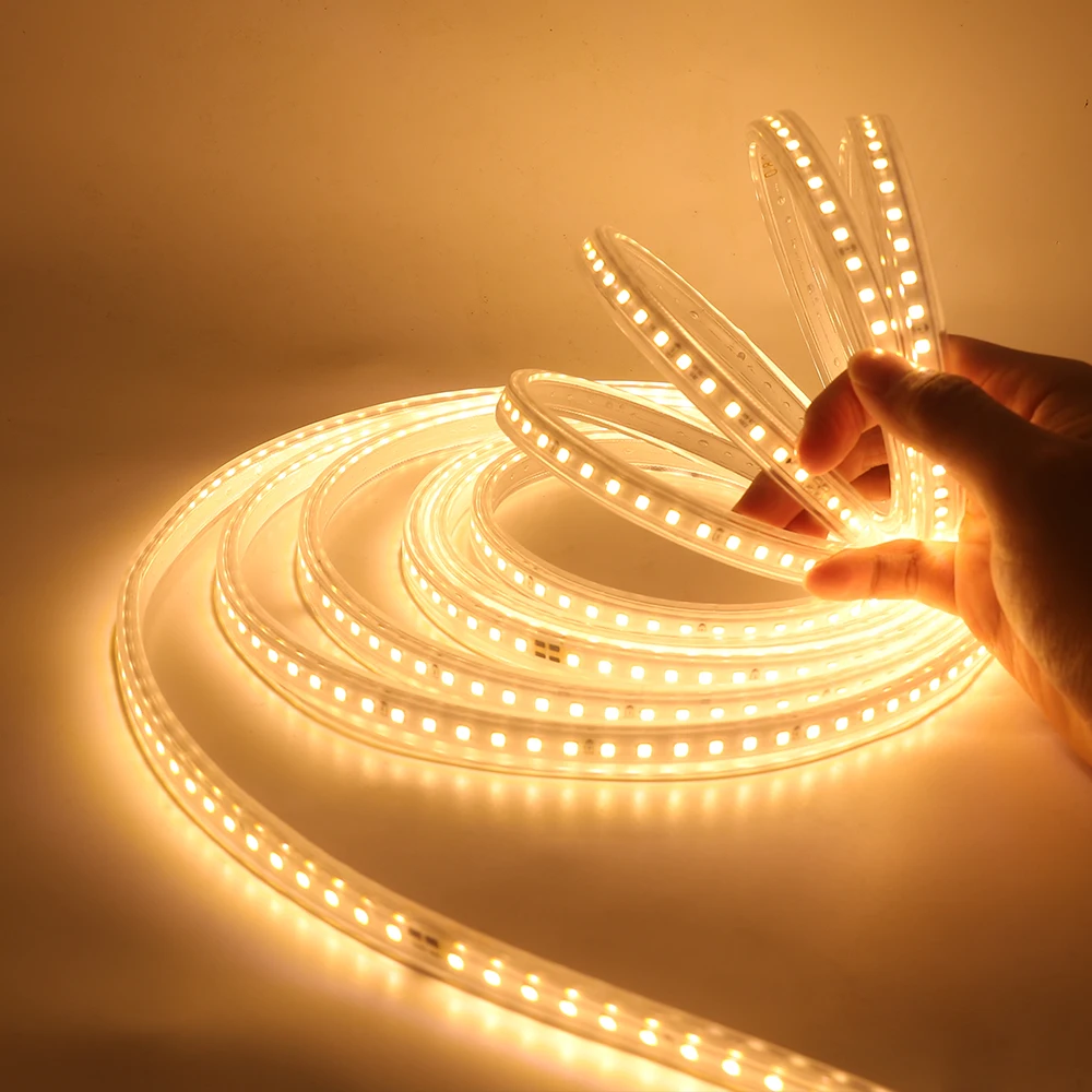 276Leds/m Super Bright LED Strip Light 220V 2835 Flexible LED Tape with Switch 120Led/m Outdoor Waterproof LED Ribbon Rope Light