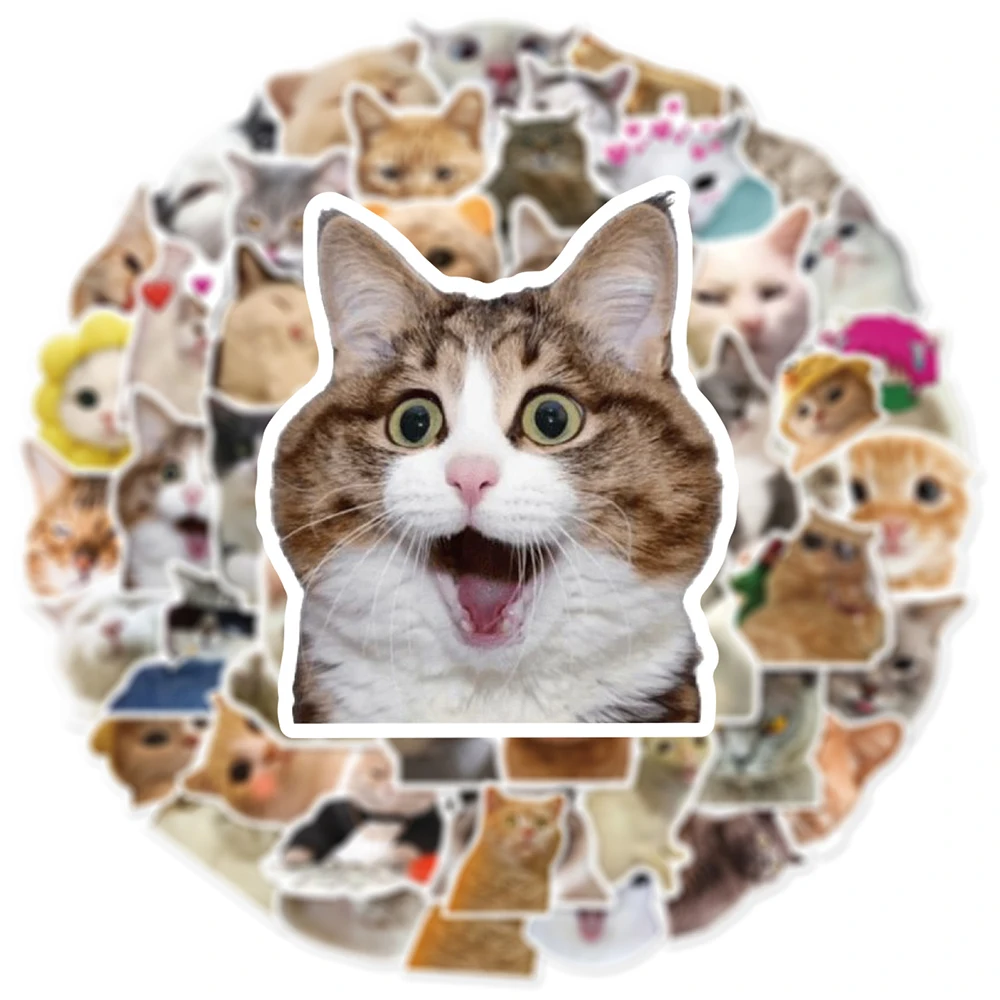 

10/30/50PCS Cute Cat Meme Graffiti Stickers Anime Graffiti Stationery Luggage Diary Kids DIY Toys Kawaii Sticker Animal Decals