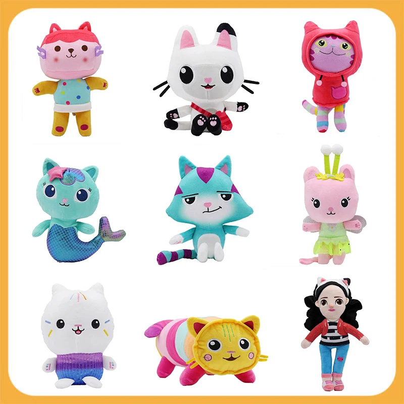

Newest 9 Stlyes Gabby Dollhouse Plush Toy Mercat Cartoon Stuffed Animals Mermaid Cat Plushie Doll Kids Birthday Christams Gifts
