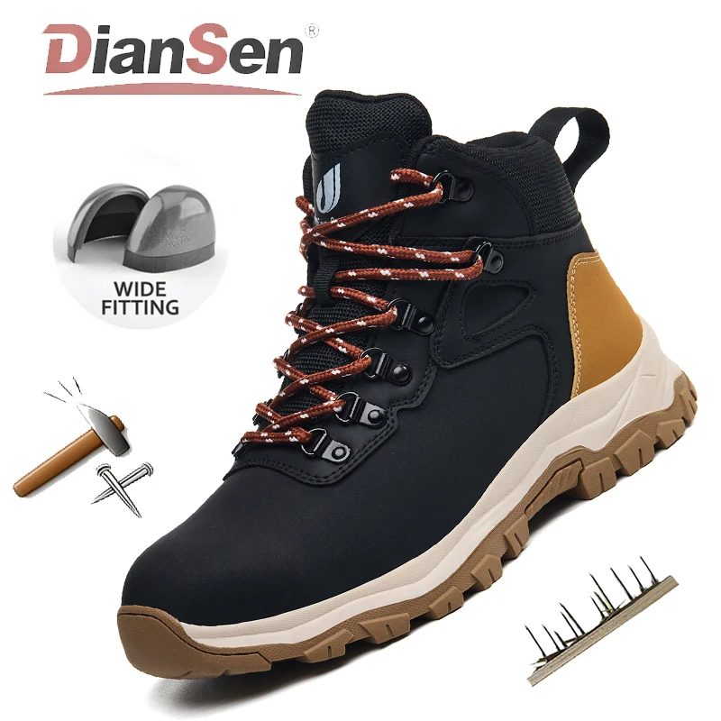 Mens Indestructible Anti-smash Sneakers Steel Toe Work Boots Waterproof Slip Resistant Safety Shoes Protective Boots Hiking Boot