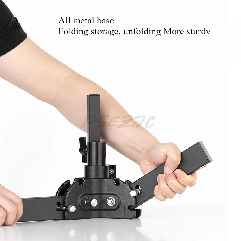 Photography Heavy-duty Ground Light Frame with Pulley Folding All Metal Live Broadcast Room Fill Light Three Legged Low Bracket