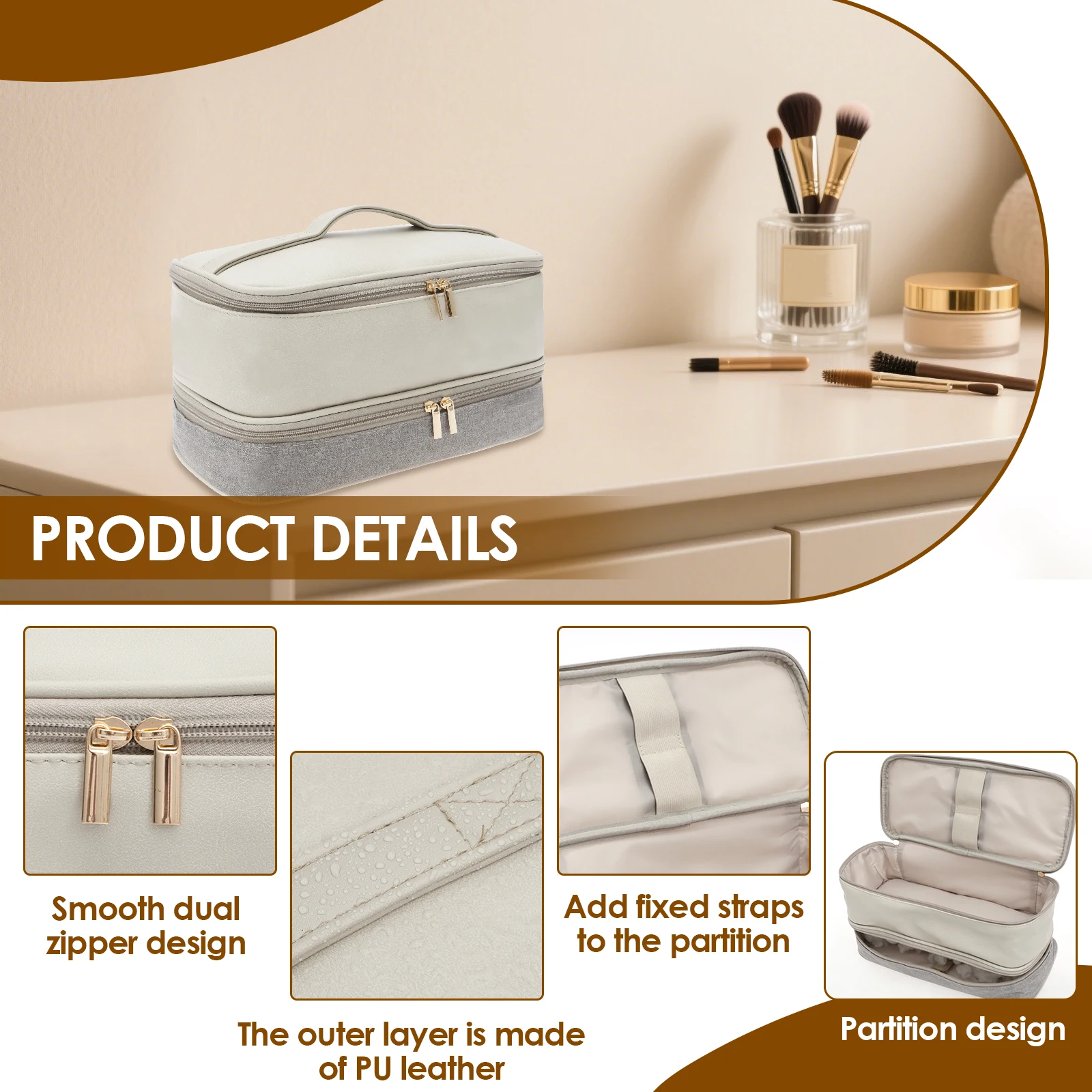 PU Leather Hair Dryer Storage Bag Waterproof Travel Case