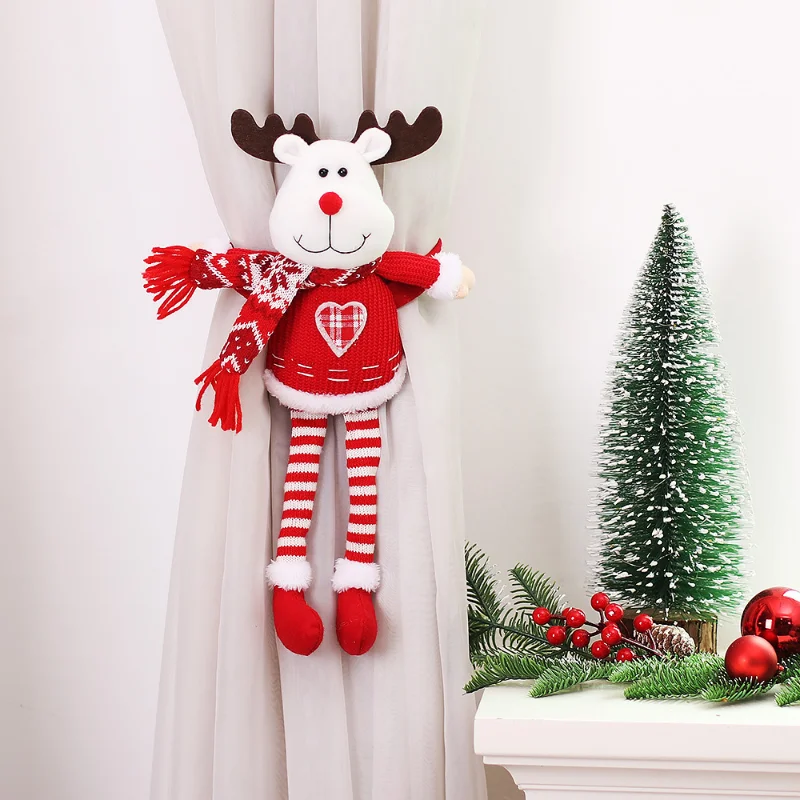 Santa Claus Elk Christmas Curtain Decor Merry Christmas Decor for Home Christmas Ornaments Gift Curtain Buckle Home Decor