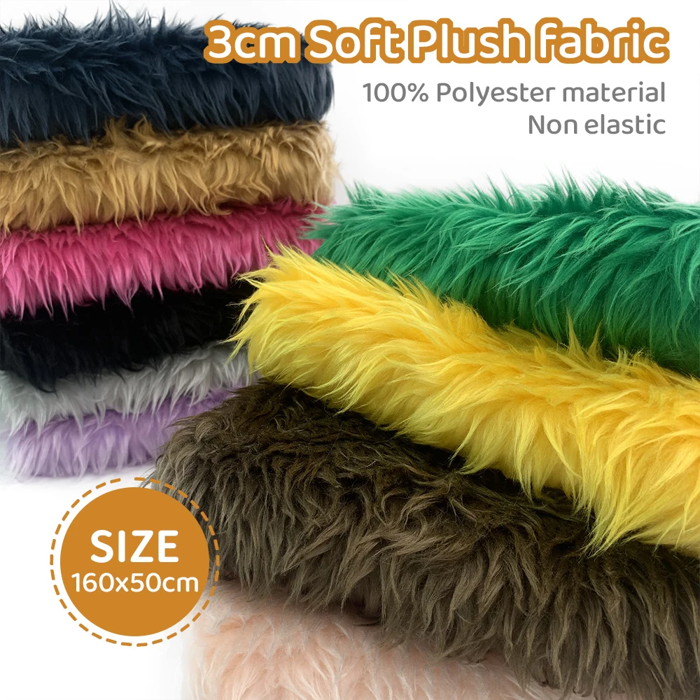 

ZYFMPTEX 3 см длинная плюшевая ткань для шитья 160x50 см Искусственный мех полиэфирное волокно высокая плотность неэластичное одеяло для кукол своими руками и т. д.