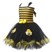 Costume de Cosplay abeille mignon pour enfants filles, robe de princesse sans manches en Tulle, bandeau chauffe-jambes, ensembles d'ailes de baguette pour tout-petits 5