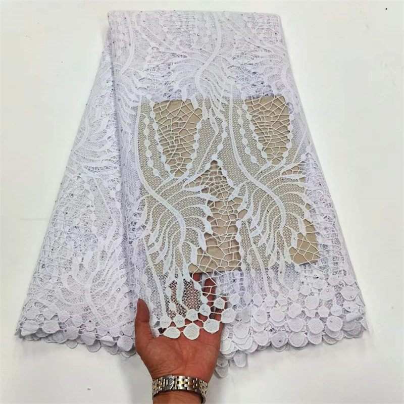 

SJ Lace African Lace Fabric Milk lace 2022 High Quality Nigerian Party Sequins Embroidery French Guipure Lace Fabric qx11-76