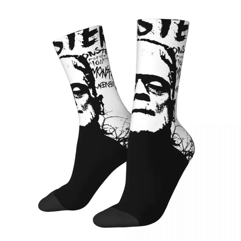 

Winter Warm Harajuku Women Men Monster Frankenstein Classic Halloween Karloff Dracula Horror Non-Slip Skateboard Socks