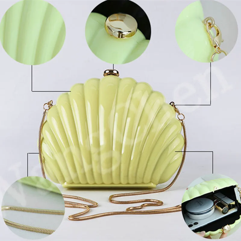 Lady Mini Shell Bag Acryl Hoge Kwaliteit Luxe Designer Opgemaakt & Telefoon Draagtassen Geel Beige Zakje Schattige Schouderbakken