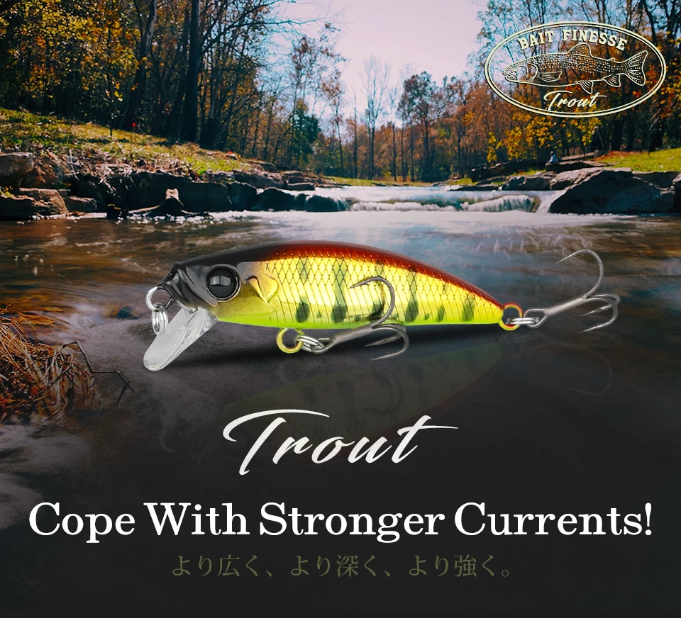 Description Picture 5 of itemTSURINOUA 46S 46mm 5g Bait Finesse Sinking Minnow Fishing Lure Jerkbait Intruder Trout Light Game Hard Bait Rockfish Swimbait