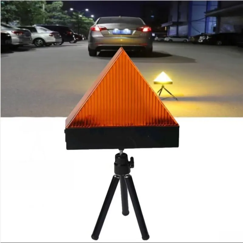 Car Triangles Flashing Warning Light Roadside Safety Base