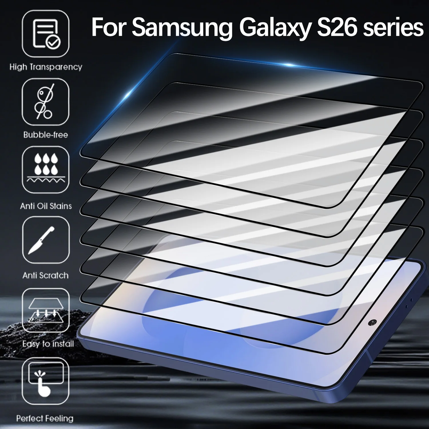 Premium Tempered Glass Screen Protector with Easy Install Kit and Crystal-Clear HD Film