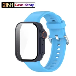 Premium Silicone Strap and Protective Case for Smartwatch - Enhanced Bumper Shell Cover (Lue Sky Blue)