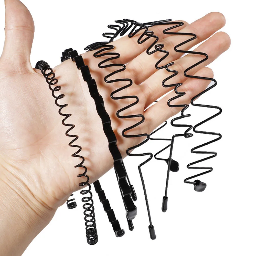 

Men Hoop Hair Band Wave Shaped Hairband Face Washing Headdress Unisex Boy Hair Hoop Non Slip Black Metal Spiral Headband Women
