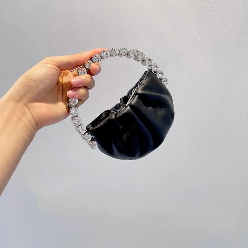 Bracciale in pelle anticata intrecciata con cristalli di vetro