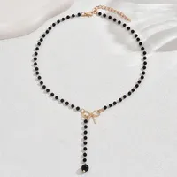 Collier à pampilles en perles noires et blanches pour femmes, ras du cou, cadeau pour ami, vente en gros, livraison directe, nouveau 5