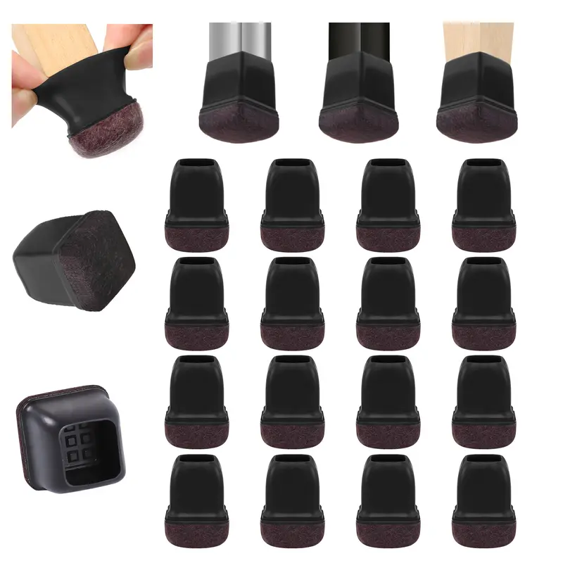 16PCS Transparent Table Chair Leg Protectors Caps Round Square for Furniture Foot Legs Cover Floor Protector with Felt Bottom - Image 26