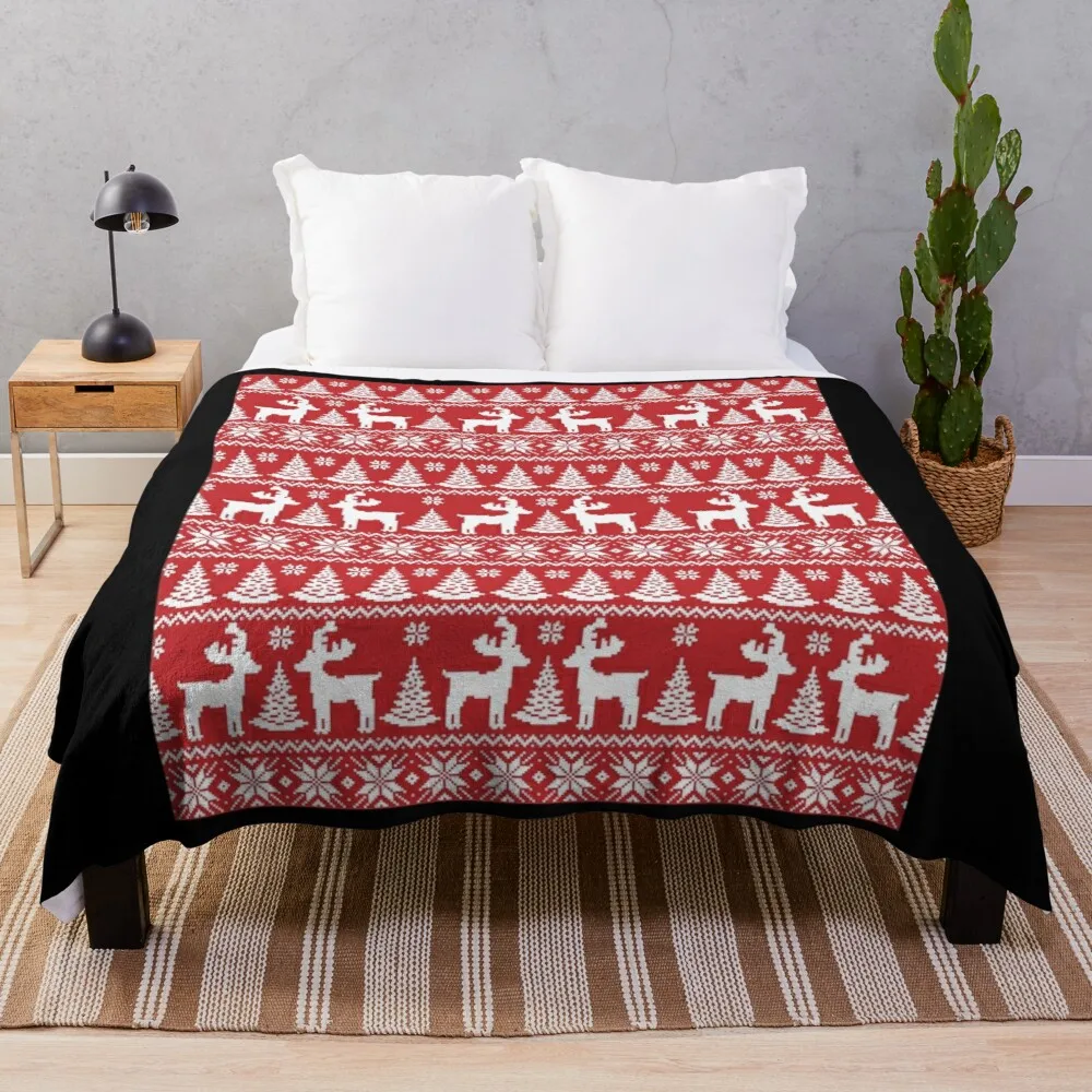 

Вязаное скандинавский орнамент с оленями, одеяло, свободное одеяло