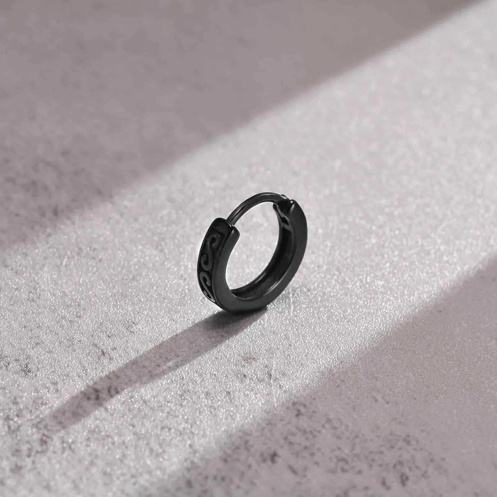 Men Hoop Earrings, New Gothic Black Infinity S Texture