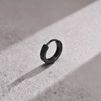 Boucles d'oreilles créoles pour hommes, nouveaux Huggies gothiques noirs à Texture Infinity S, petits cerceaux minimalistes en acier inoxydable, cadeaux pour lui, bijoux 5