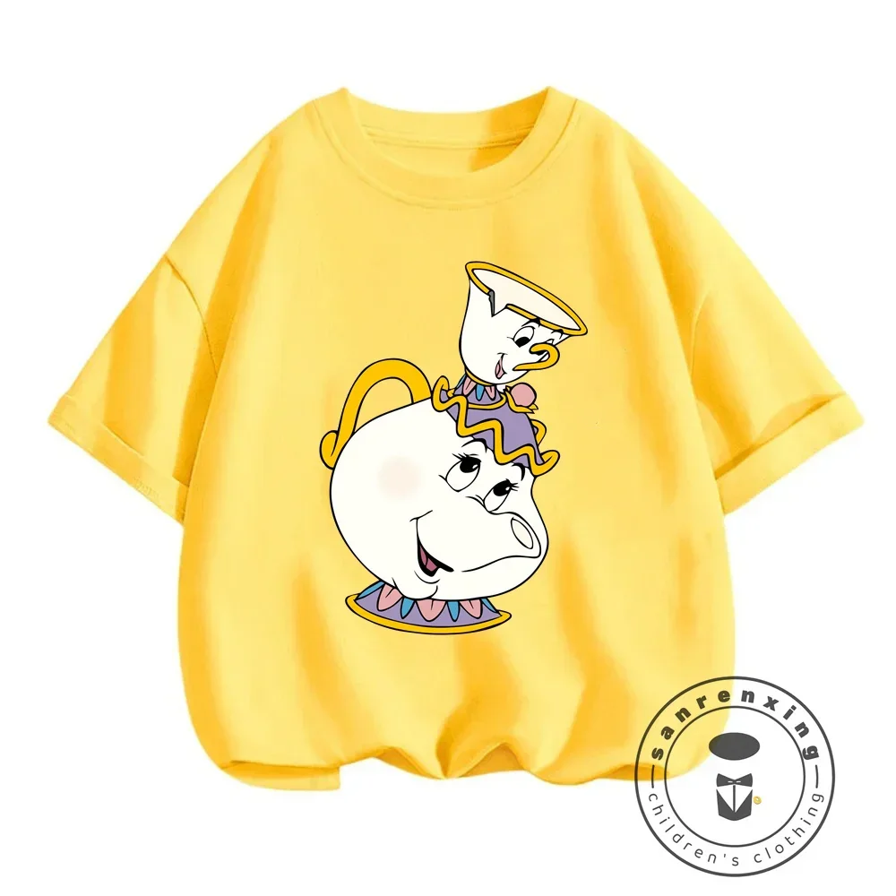 Summer's Disney Cuties Vibrant Beauty and the Beast Prints Enliven Cute, Simple, Hip-Hop Inspired T-shirts for Boys and Girls 5
