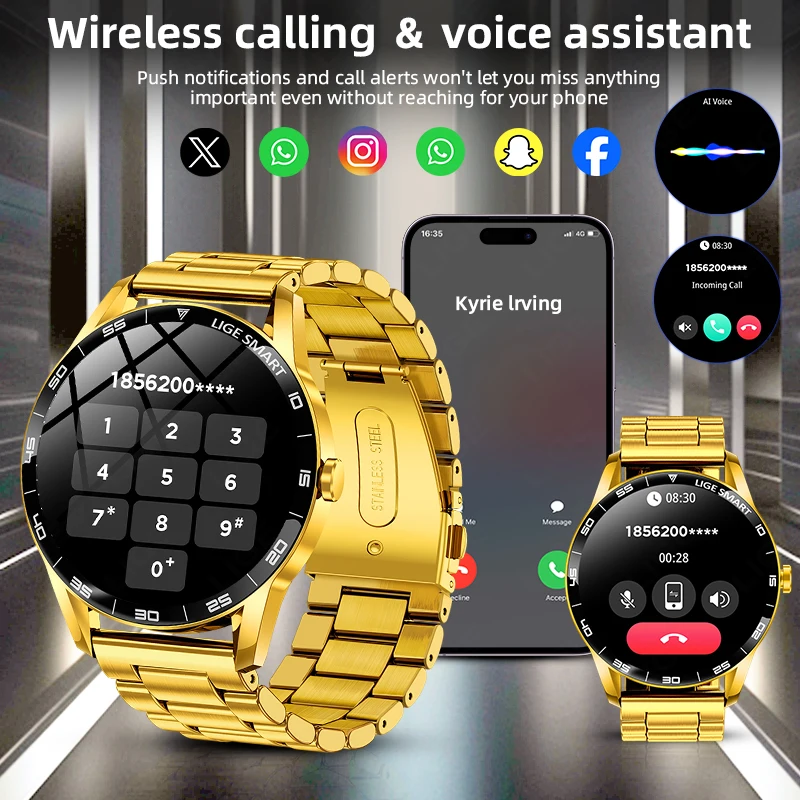 LIGE 2025 New Smartwatch Men 1.38" HD Bluetooth Call Heart Rate Monitor Waterproof Sport Smart Watch Women For Android iOS Phone