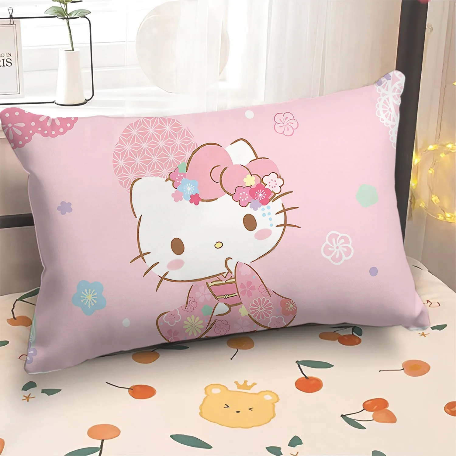 Cartoon cute Hello Kitty pillowcase girly children's room pillowcase living room sofa cushion cover home bedroom decoration 4