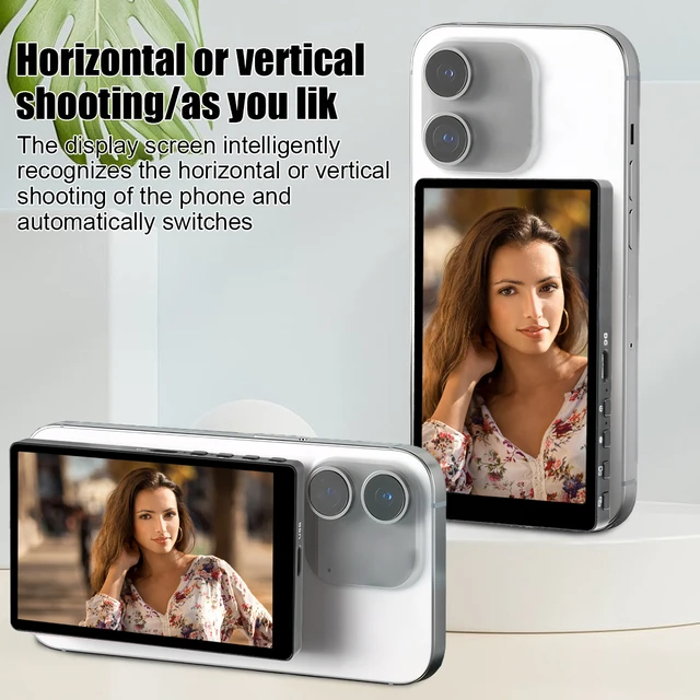 Écran de surveillance magnétique sans fil pour utiliser la caméra arrière du téléphone pour selfie, mise en miroir, vlog, diffusion en direct et enregistrement vidéo 1