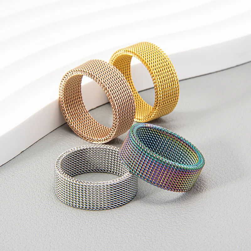 Stainless Steel Ring Finger Ring Modern stainless steel mesh band ring for men's woman's jewelry mesh belt cell ring