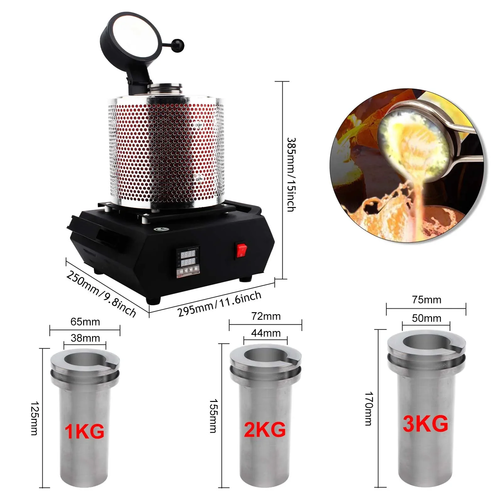 3KG Digital Gold Melting Furnace for Jewelry