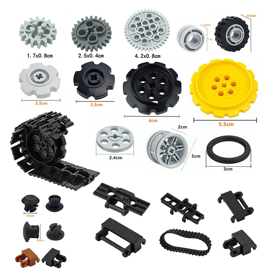 Technical Parts Building Blocks Link Chain Tank Belt Track Wheels