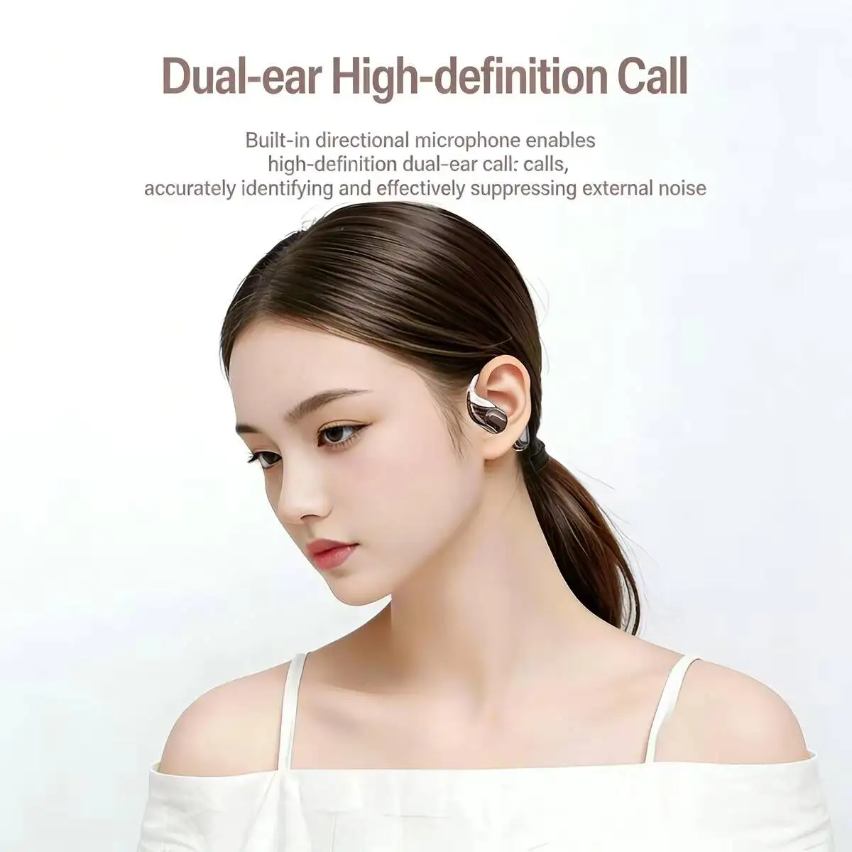 Nouveaux écouteurs Bluetooth M30 à contour d'oreille ouvert avec réduction de bruit intelligente ENC, étanches, indicateur de batterie, longue autonomie pour la musique et le sport_voghion.com