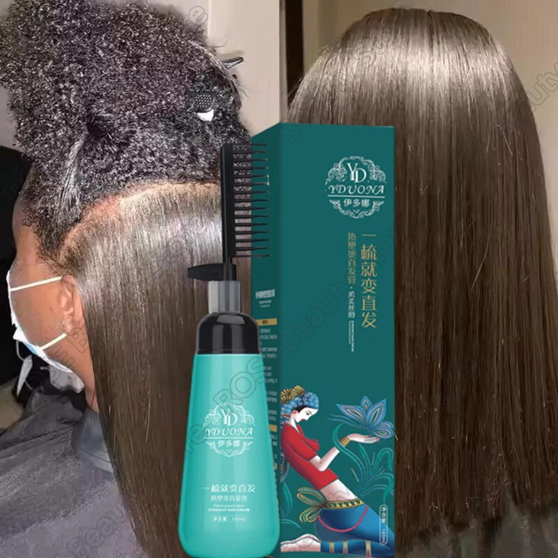 Hair Straightening Cream And Comb Set Nourishing No Hurting Repair Damaged Hair Keratin Smooth Care Improving Frizziness Tools