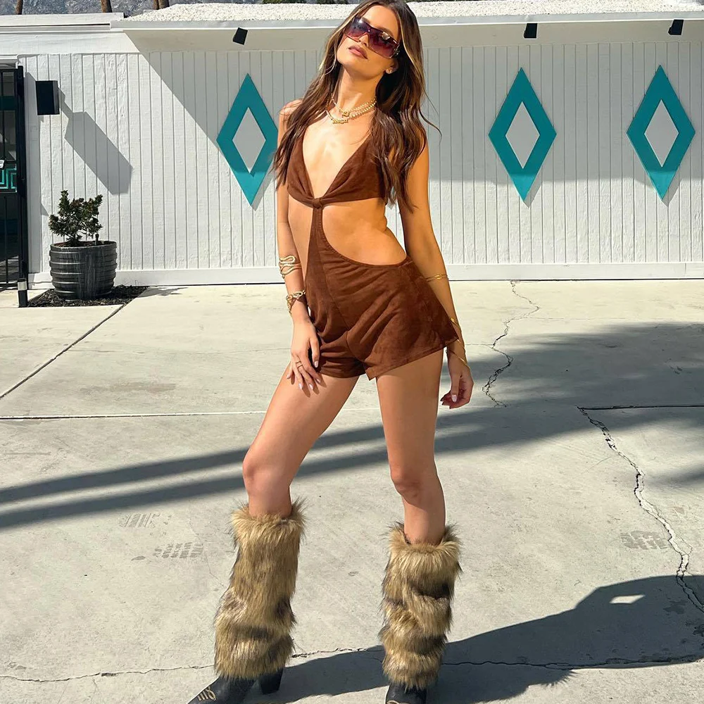 Y2k Vintage Faux Fur Leg Warmers Hot Girl Harajuku Winter Warm Furry Boots Cover Sock Women's Jk Punk Hiphop Cosplay Accessories
