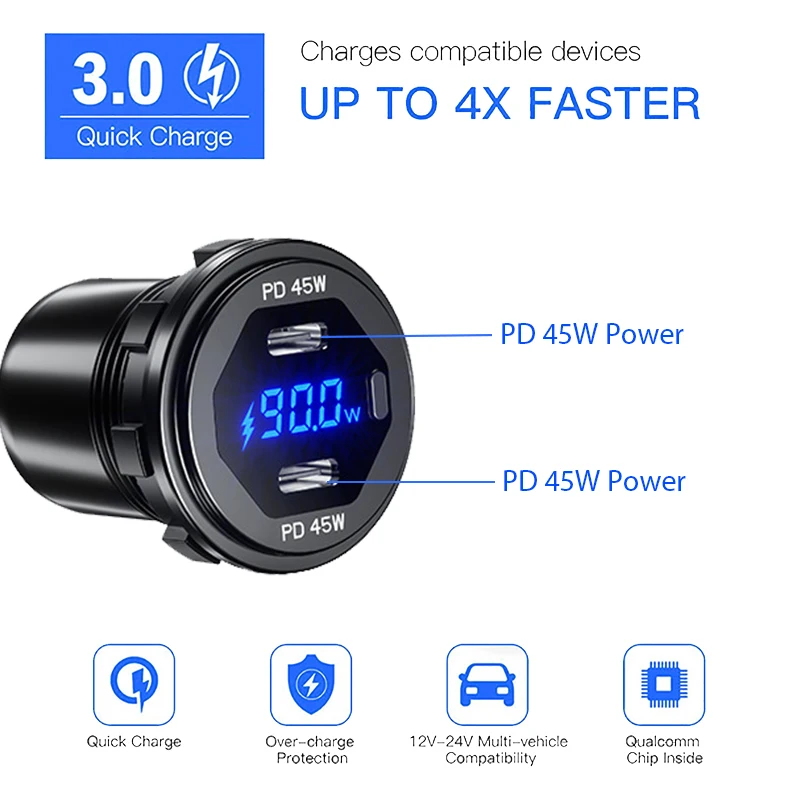  PD Ʈ   , ˷̴ USB C  , LED а  ÷,  е ο, 45W, 12V, 24V