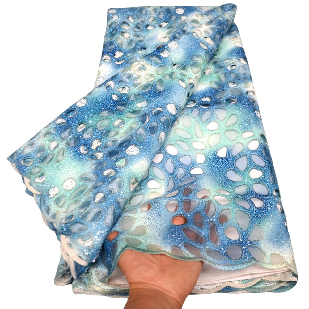 

Luxury Sequence African Handcut Lace Fabric 5 Yards High Quality Sequin Embroidery French Tulle Nigerian Wedding Lace Material