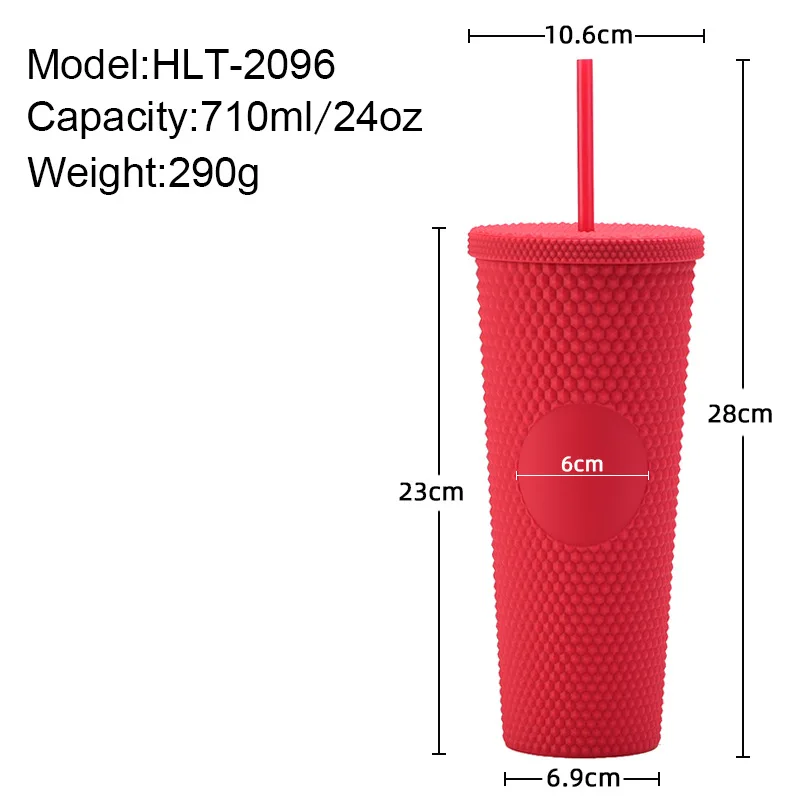 Plastic Glitter Cup 700ml 710ml 24oz Double Wall Durian Tumbler