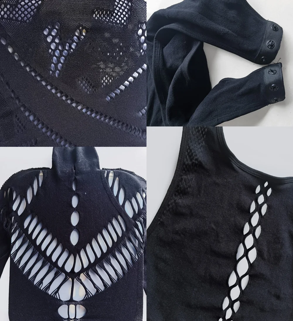 Women's sexy see through hollow vest transparent shorts elastic mesh playsuit bodysuit romper