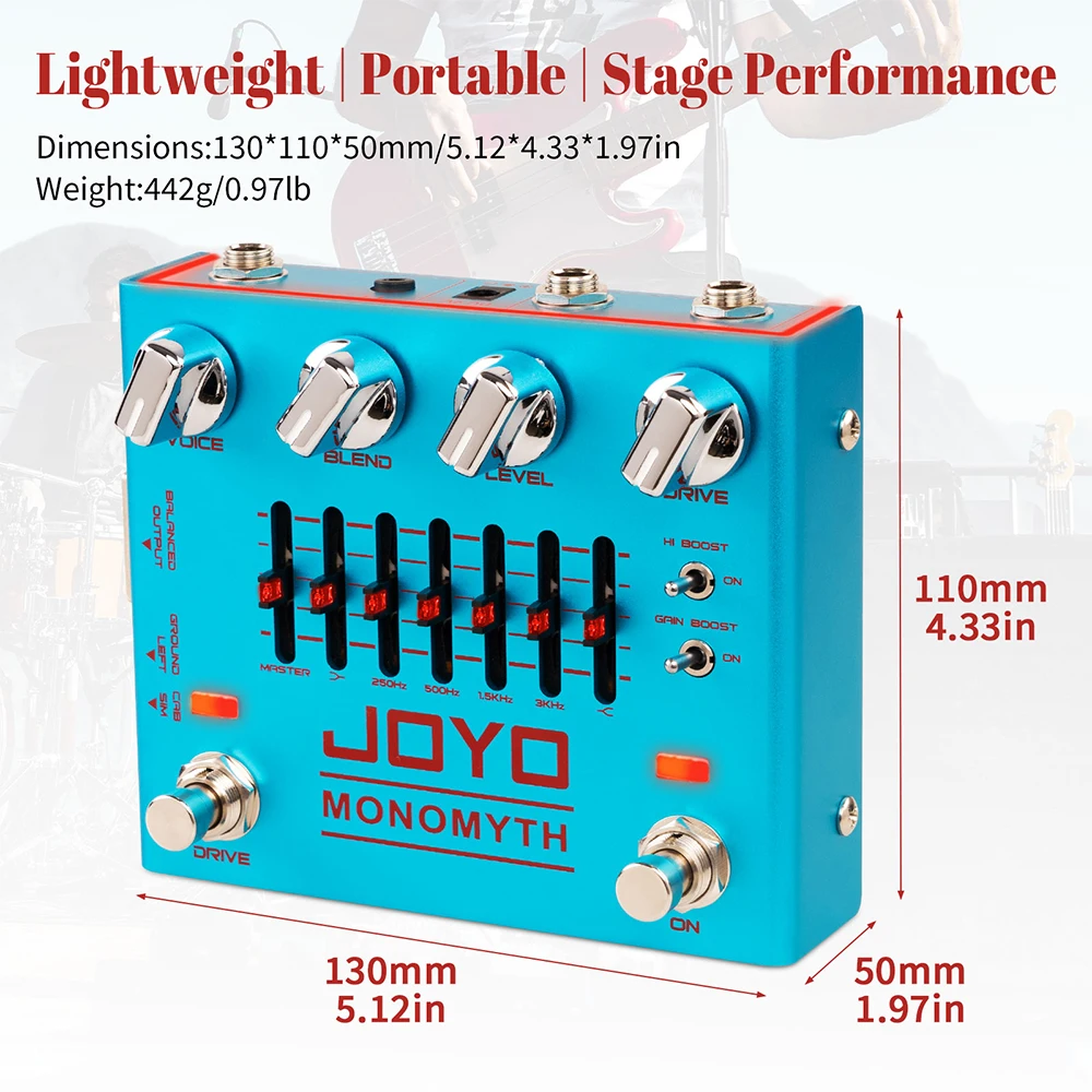 R-26 MONOMYTH Bass Preamp Pedal 6-band Graphic EQ Bass Overdrive Effects Pedal w
