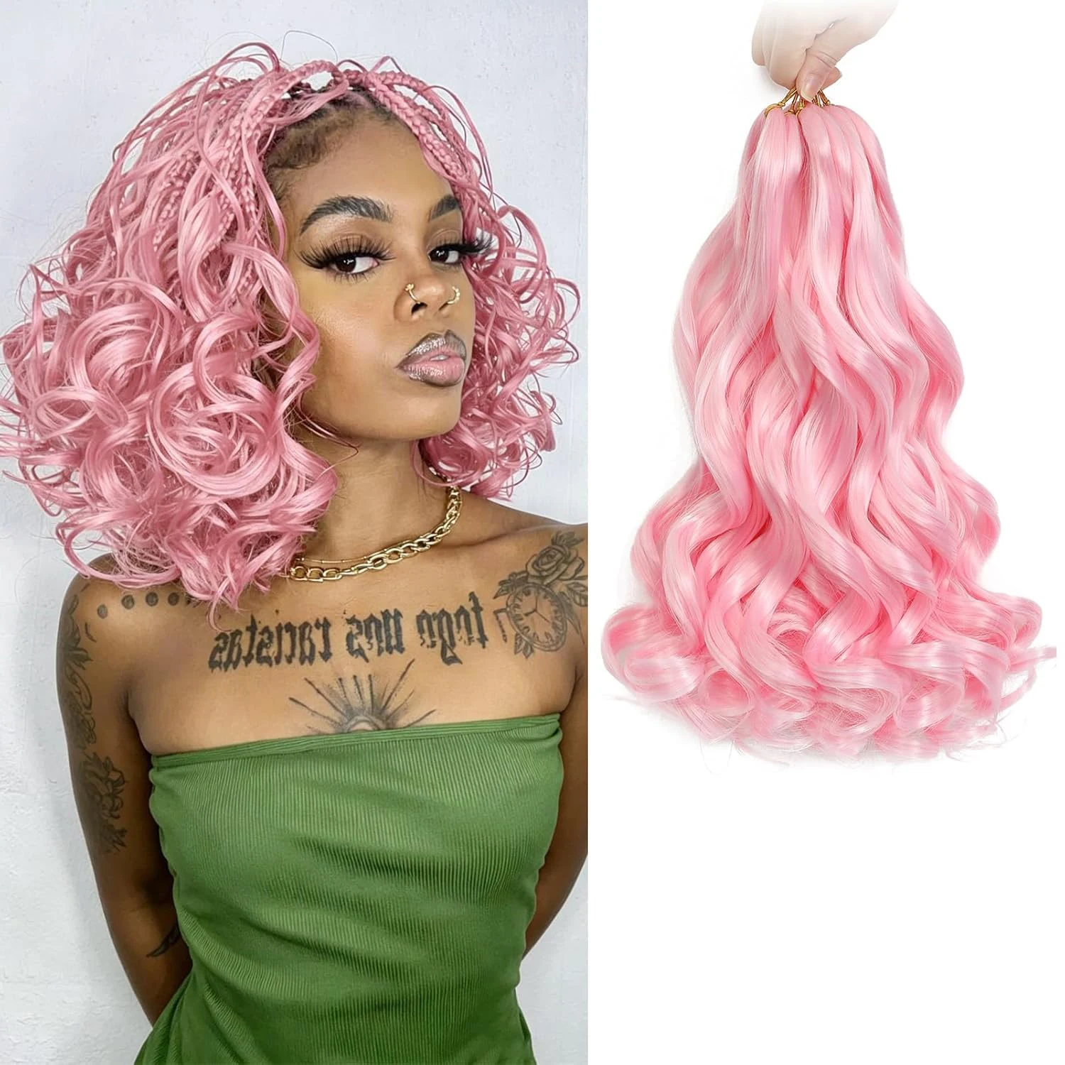 Capelli Ricci Francesi per Intrecciare, Extension Sintetiche Ondulate e Voluminose da 12/16/20/22 Pollici - immagine 5