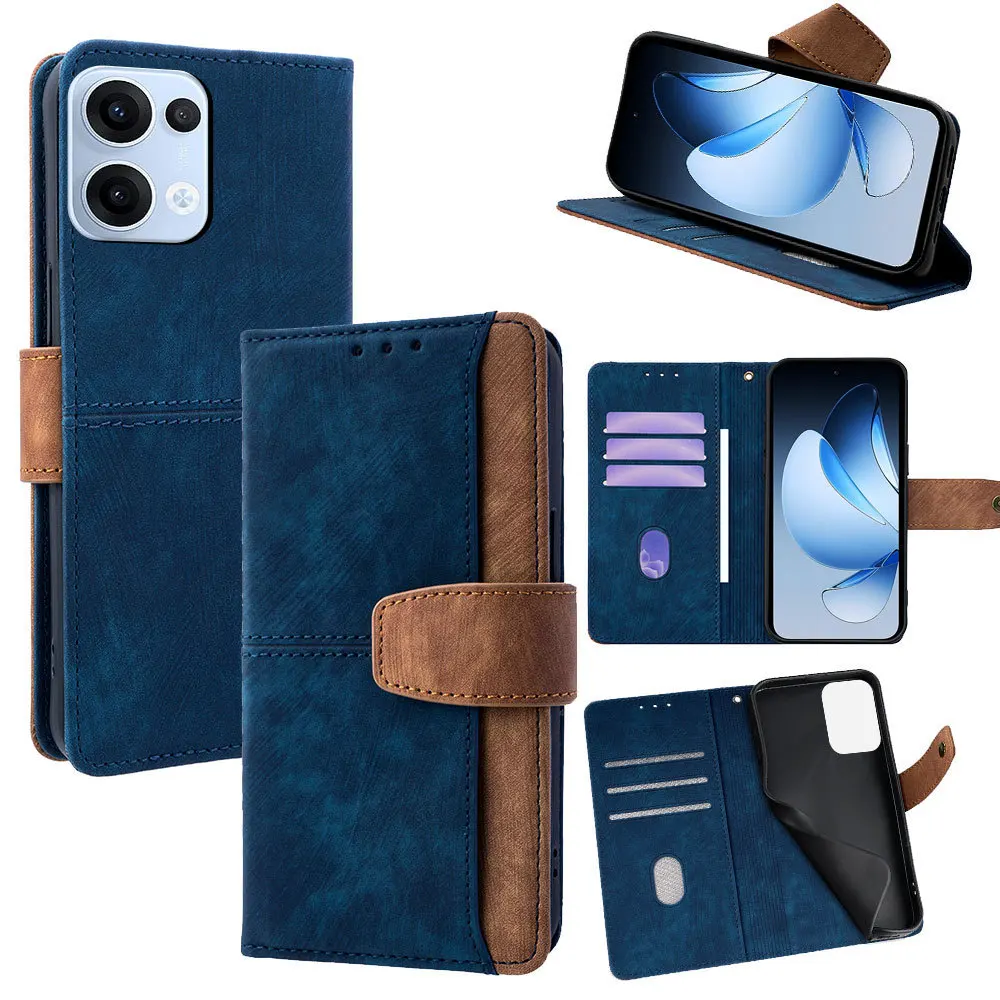 Retro Leather Wallet Flip Case with 3 Card Slots - Shockproof Phone Cover