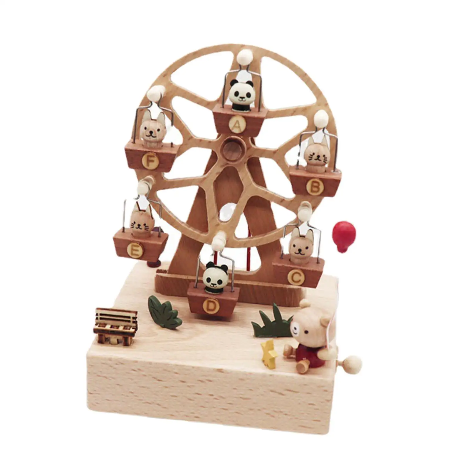 

Wind up Mechanism Rotating Music Box Ornament for Family Friend Music Movement with Small Swinging Animal Windmill Music Box