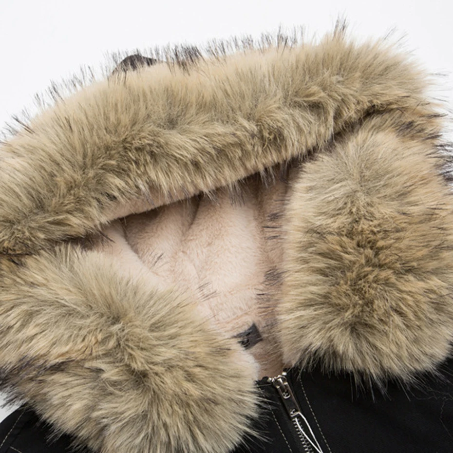 Winter Jackets Fur Collar Parkas Coat Men Vintage Thicken Fleece Warm Jackets Streetwear Harajuku Hip Hop Padded Jackets Outwear 5