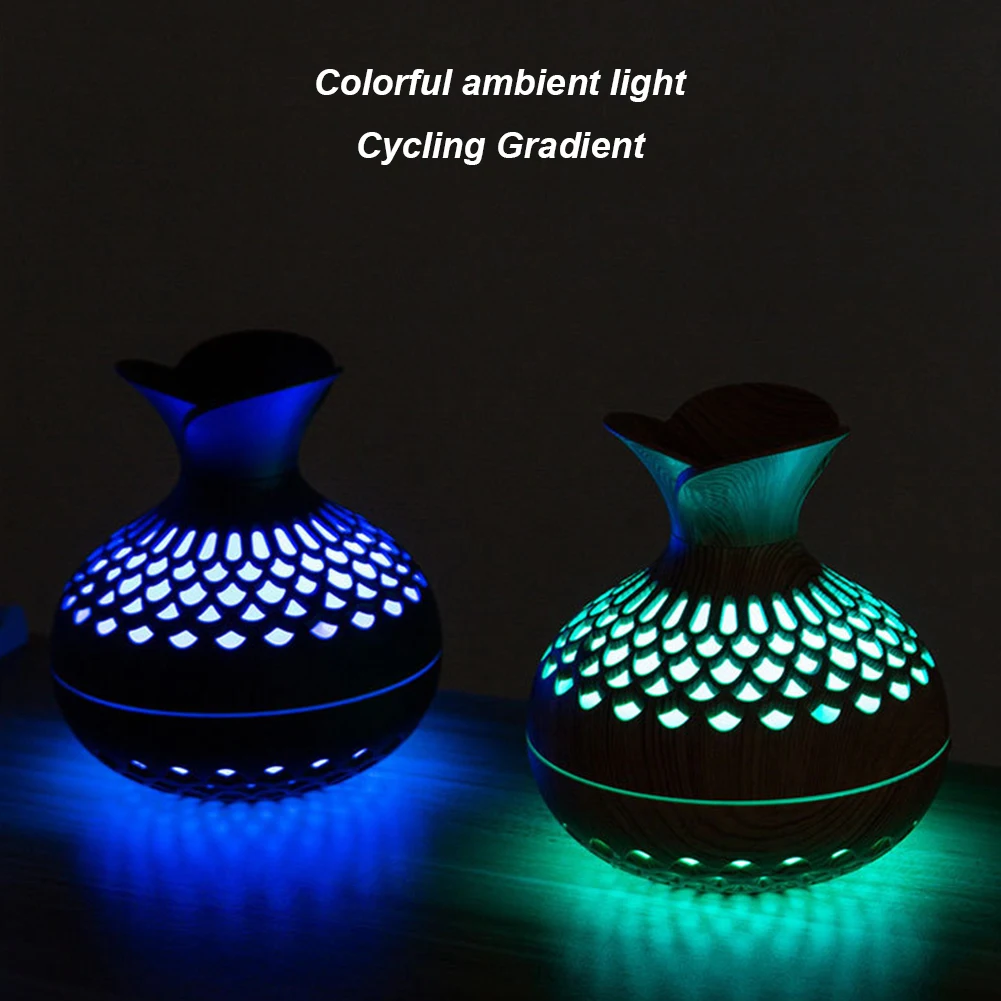 Aromatherapy Diffuser USB Recharge Flower Vase Wood Grain Humidifier Mist Humidifier for Office/Home/Nursery/Study/Yoga Room 4