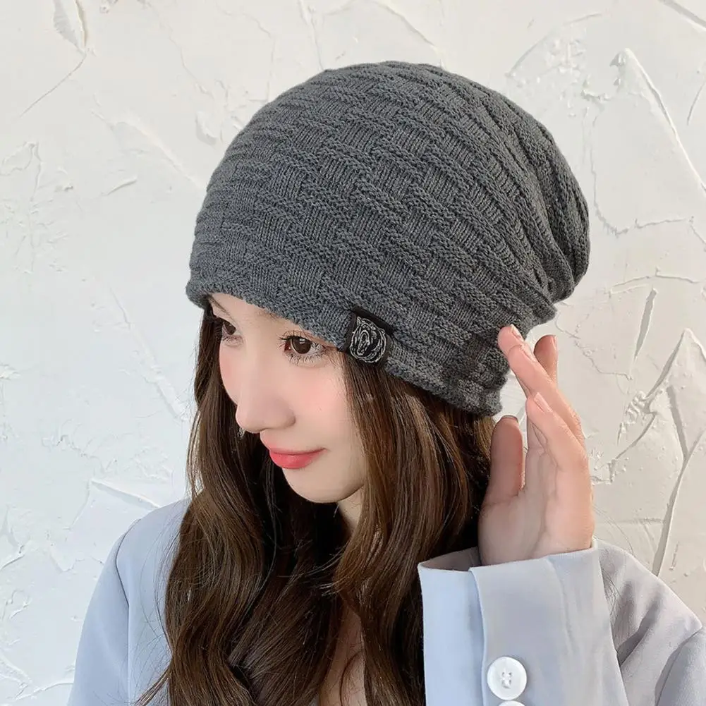 

Women Knitted Hat Men Baggy Hat Winter Men's Knitted Beanie Cap with Plush Soft Warmth Anti-slip Design for Outdoor Activities