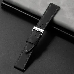 Vintage Brown Calfskin Leather Watch Strap - Premium Soft Wristband - 22mm (Black)