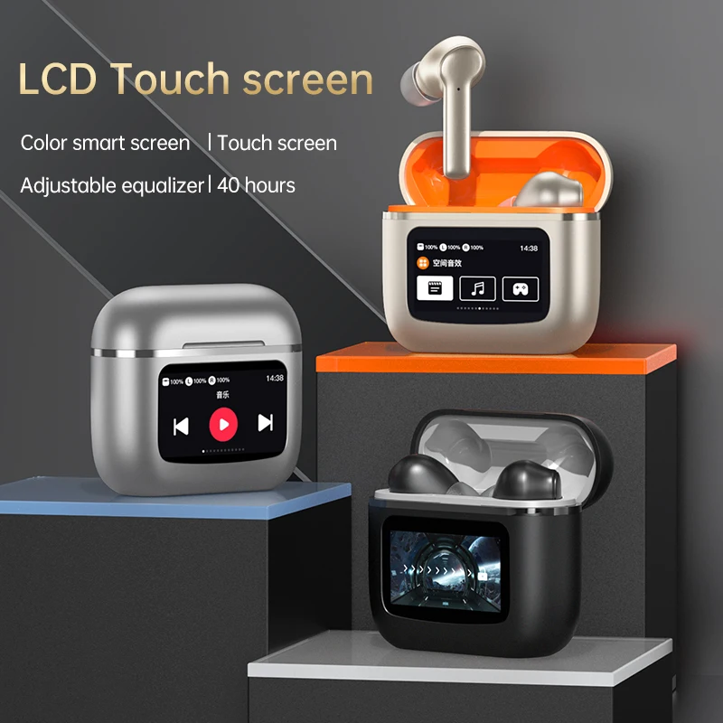 

Wireless Earphones ANC Touch Screen TWS Noise Cancelling Earbuds BLUETOOTH 5.3 APP