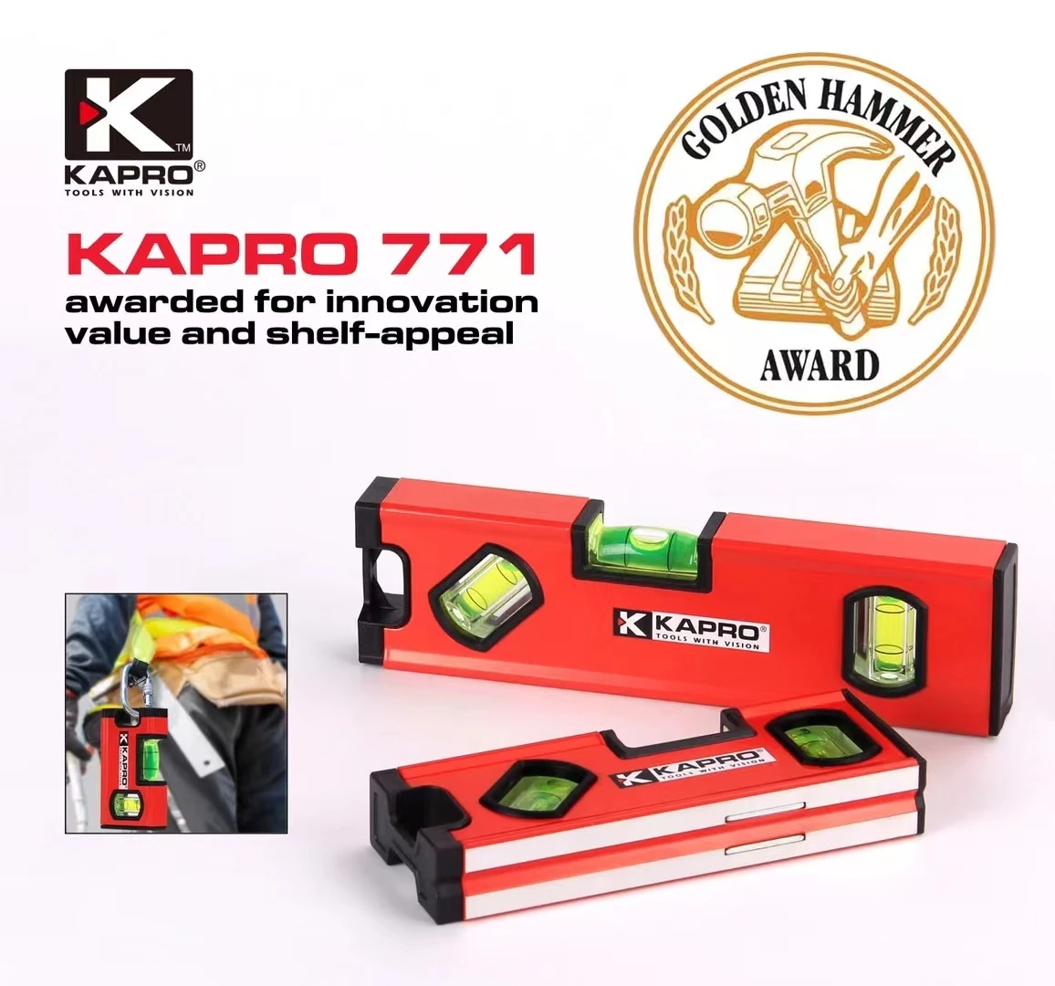 Kapro - 771M TWIN Magnetic Heavy Duty Toolbox Level - For Leveling and Measuring - Features V-Groove and Magnet Base - VPA Certi