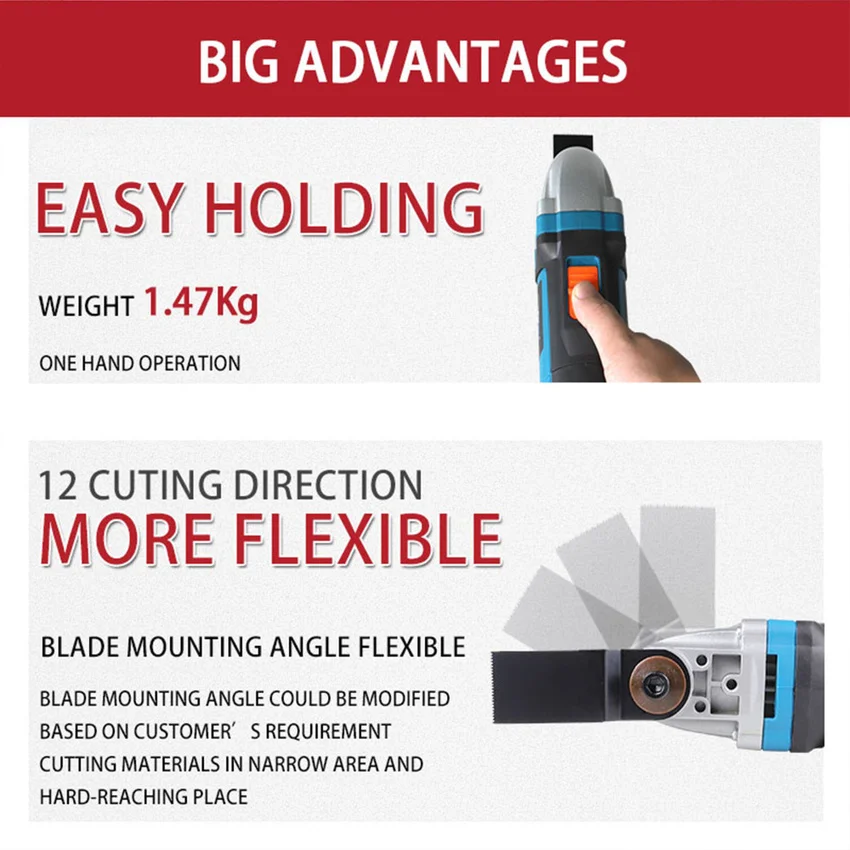NEWONE  500W Oscillating Tool Multifunctional Electric Trimmer Repair Saw DIY Home Improvement Tool Renovator Pack Bag 6