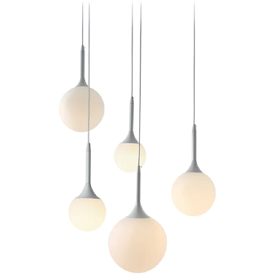 

LukLoy Modern Pendant Light Glass Hanging Lamp Simple Restaurant Personality Living Room Bedroom Milk White Glass Ball Lamp